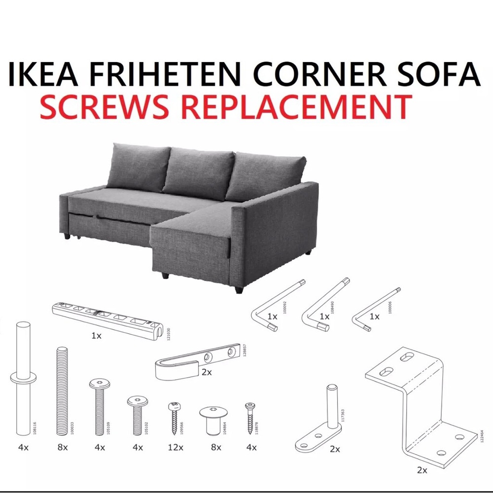 IKEA replacement parts hardware to set up your Friheten Corner Sofa